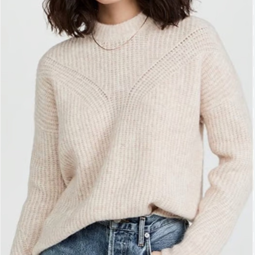 Madewell Women's Belfiore Ribbed Pullover Sweater in Heather Chalk